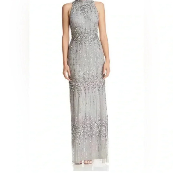 Adrianna papell size 16 Silver floor length gown - Picture 3 of 16